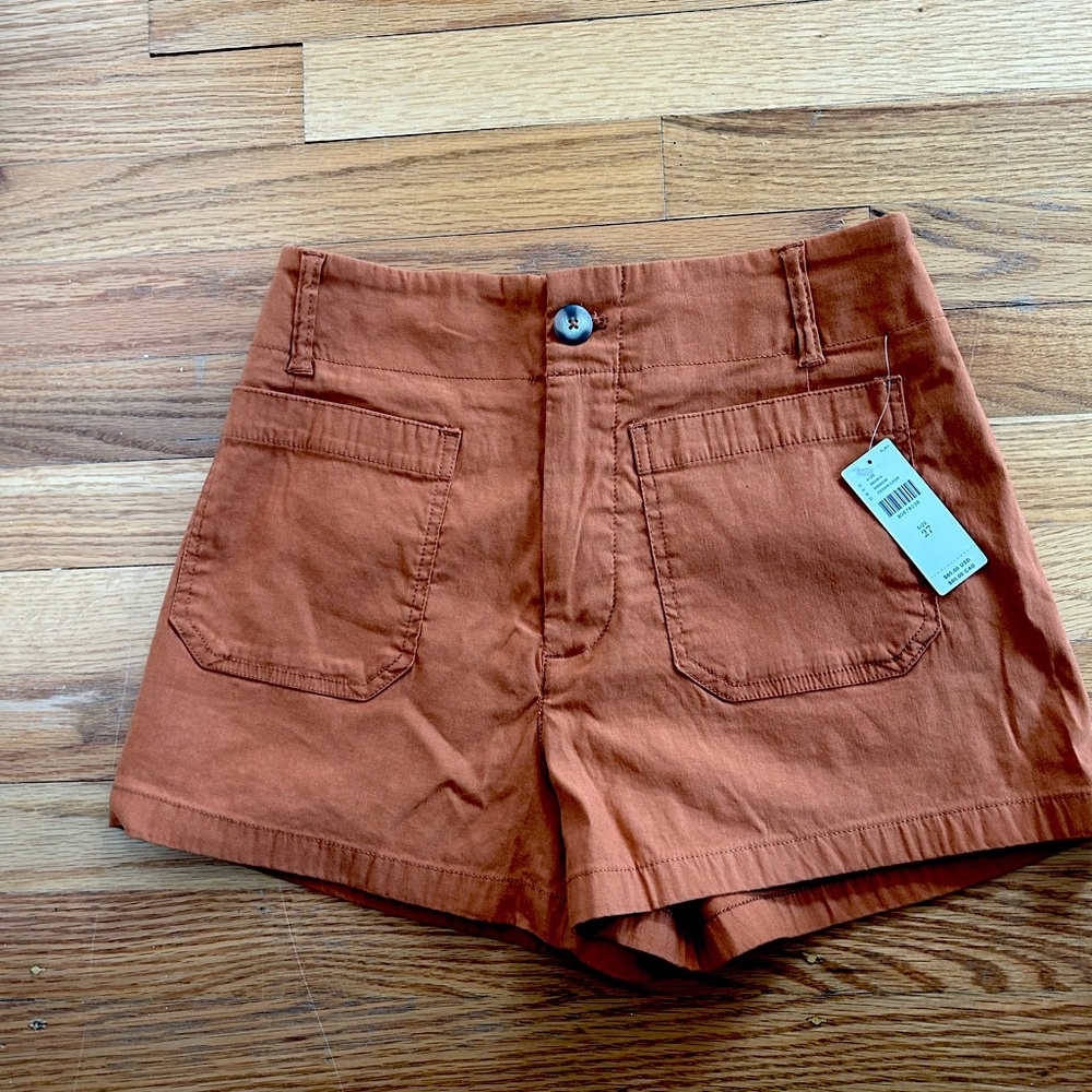 Maeve High Waist Shorts in Rust